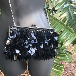 Vintage Jessica McClintock large pallet beaded and sequined bag